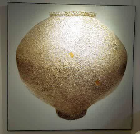 ACF015, VASE ANTIQUE, original, craquelures gold