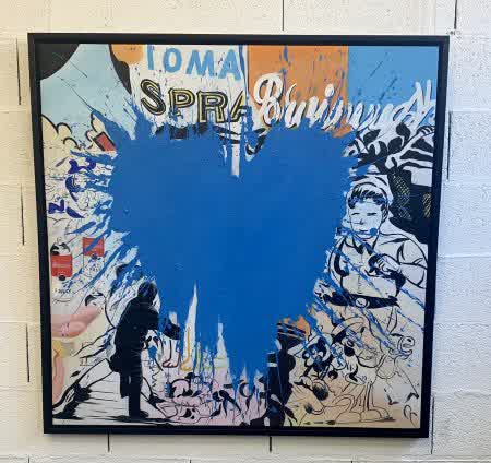 IR068D, Coeur bleu, à la manière de Brainwash