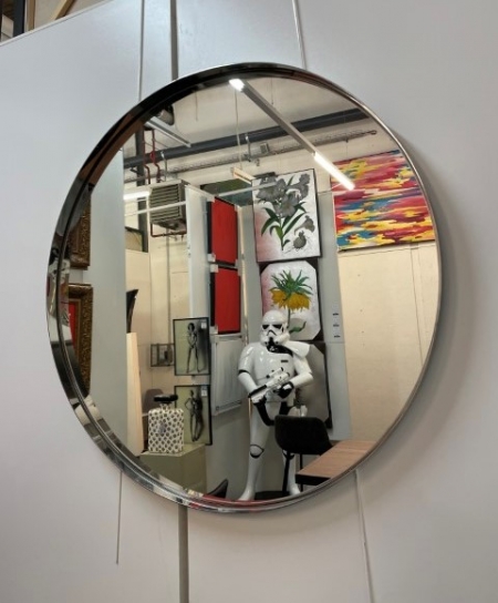MI030A, Miroir MADEMOISELLE rond 100cm silver chromé