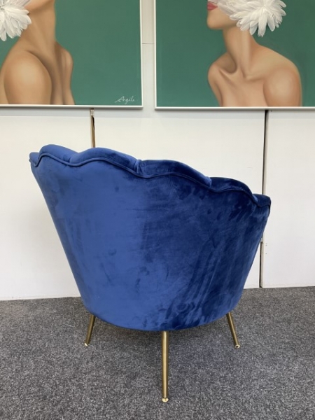 MO025, Fauteuil "Pivoine velours" vert émeraude, pieds gold.