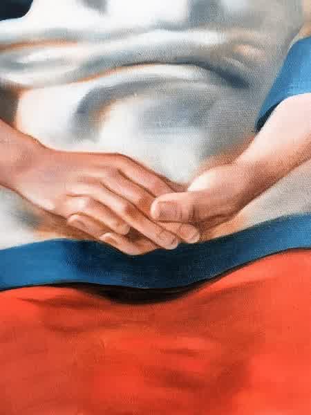 ACF003, Peinture à l'huile, "Chinese lady on the chair " – Image 2