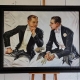 Gentlemen, Art déco, encadrement baroque,155x120cm, collection Starsdeco.