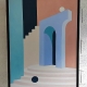 SD045F, "RIAD 2", œuvre peinture à l'huile, encadrement baguettes américaines noires, 80x105cm. Collection STARSDECO.