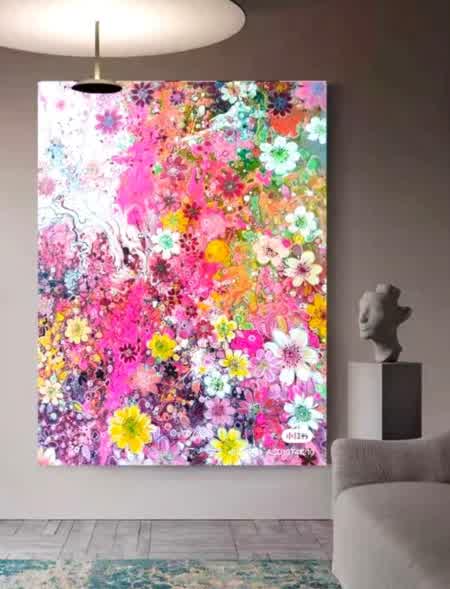 ACF025, Original flower painting, 100x150cm