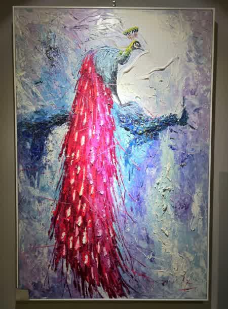 ACF024, "Peacock", original, heavy texture acrylic, 103x148cm