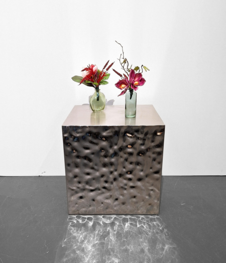 MOB040 Cube en acier chromé silver 45x45cm