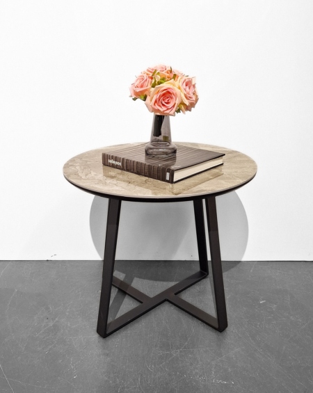 MOB013 Table d'appoint ELEGANCE, céramique marbrée, 60cm de diamètre, 52cmH – Image 3