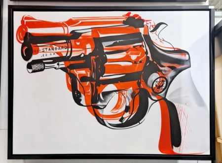 Tableau peint Andy Wahrol Gun
